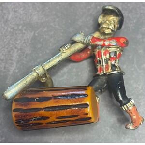 1940s -1960s Bakelite Charles F Worth Lumberjack Pin Brooch Novelty Collectible